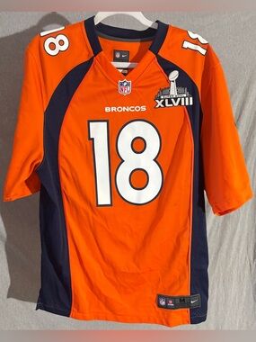 Payton Manning Nike Broncos #18 Football Jersey Super Bowl 48. Mens Size Medium